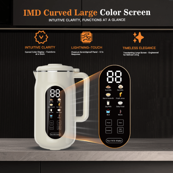 10 in 1 Nut Milk Maker Machine，42oz IMD Screen Almond Milk Maker, Soy Milk Maker with Self-Cleaning, Delay Start, Keep Warm, Automatic Plant-Based Milk Blender for Juice, smoothie, Soup, Boil Water